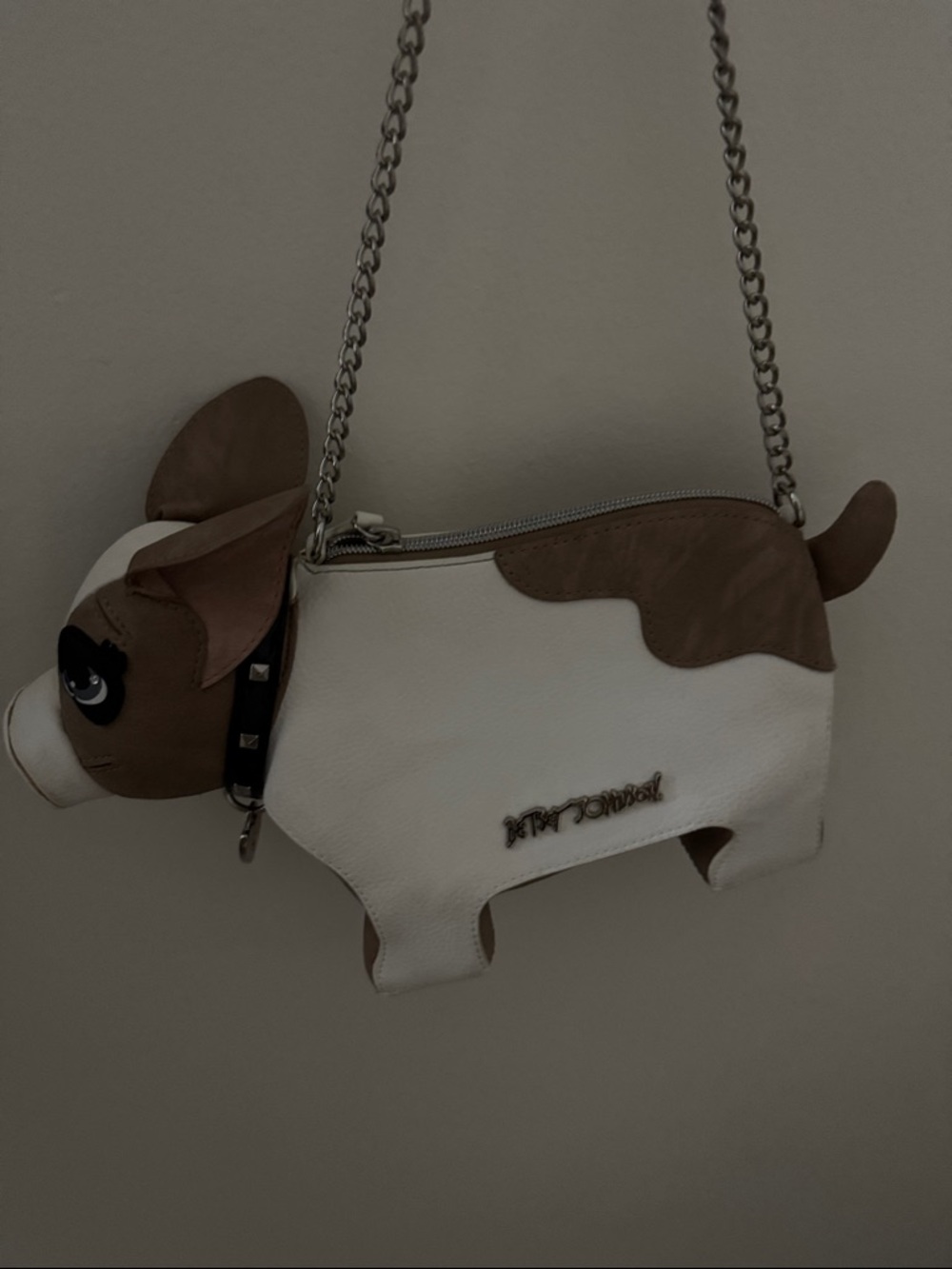 Betsey Johnson Beige and White Novelty Cow Crossbody Bag